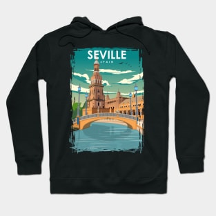 Seville Spain Vintage Minimal Retro Travel Poster Hoodie